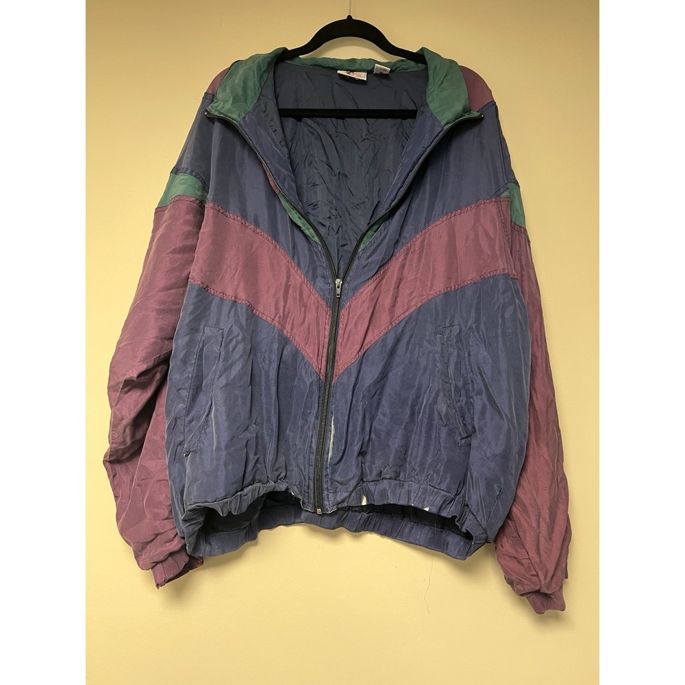 Print For The Big Man 100% Silk Men's Windbreaker Jacket *No Size Tag*